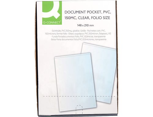 Bolsa catalogo q-connect din a5 150 microns pvc transparente 148x 210 mm , Q-connect , 57732 , 5706002155773